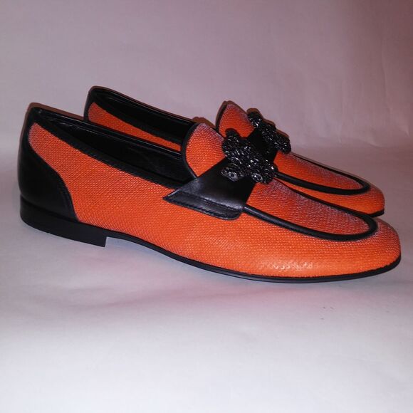 Aldo Mens Dress Shoes Loafers Orange Black Snake Sequin Mossimo Slip On Flex Sol - Picture 3 of 16